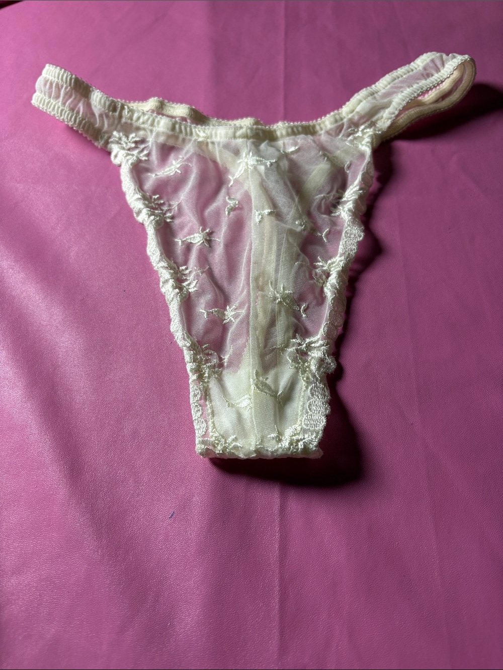 Victoria's Secret Sheer Floral Embroidered Thong - White